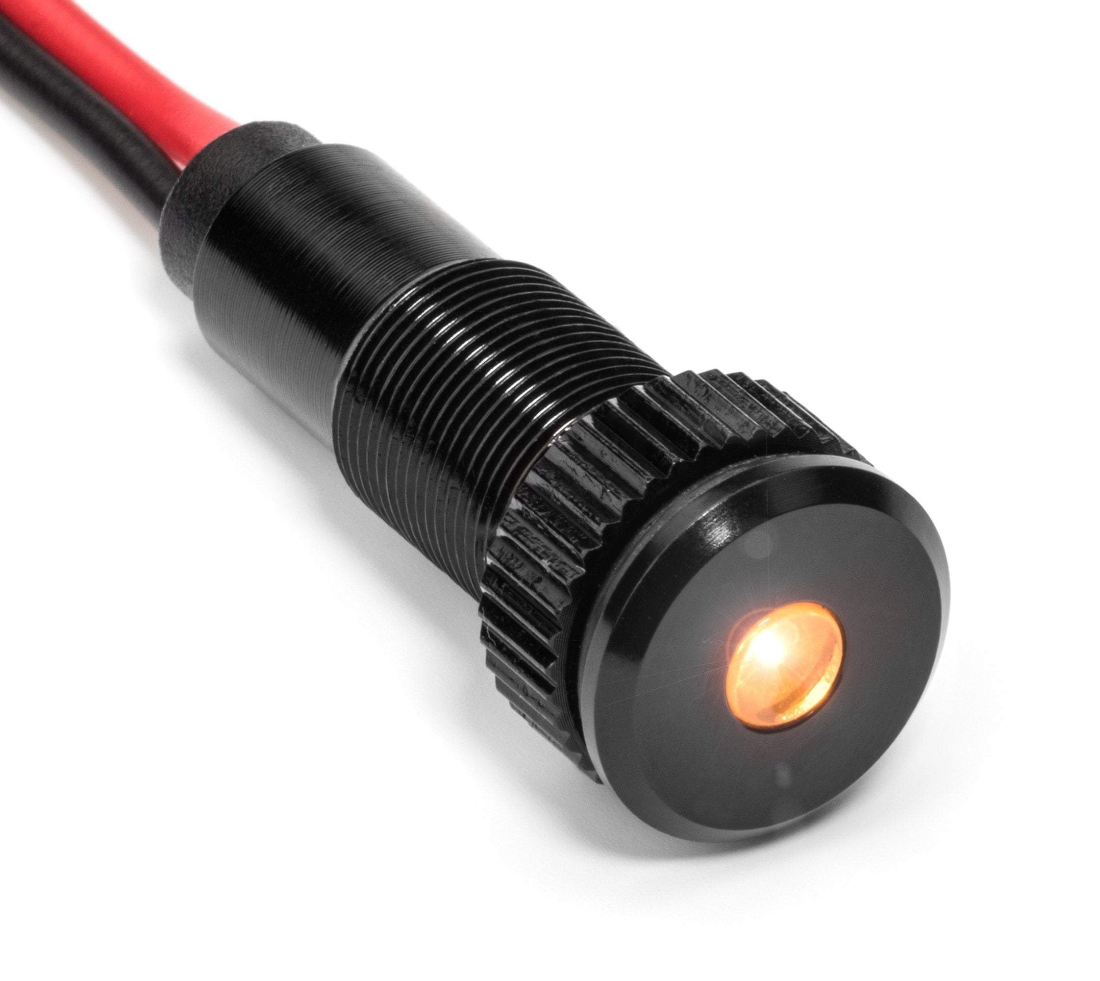 Plug-N-Play Instrument Cluster Led Indicator Light Dash Bulbs. Aluminum Pilot Lights. Color Acrylic Lens. Flush Panel Mount 5/16" 8Mm 12V For Speedometer Odometer Tachometer (Black Bezel, Amber Led)